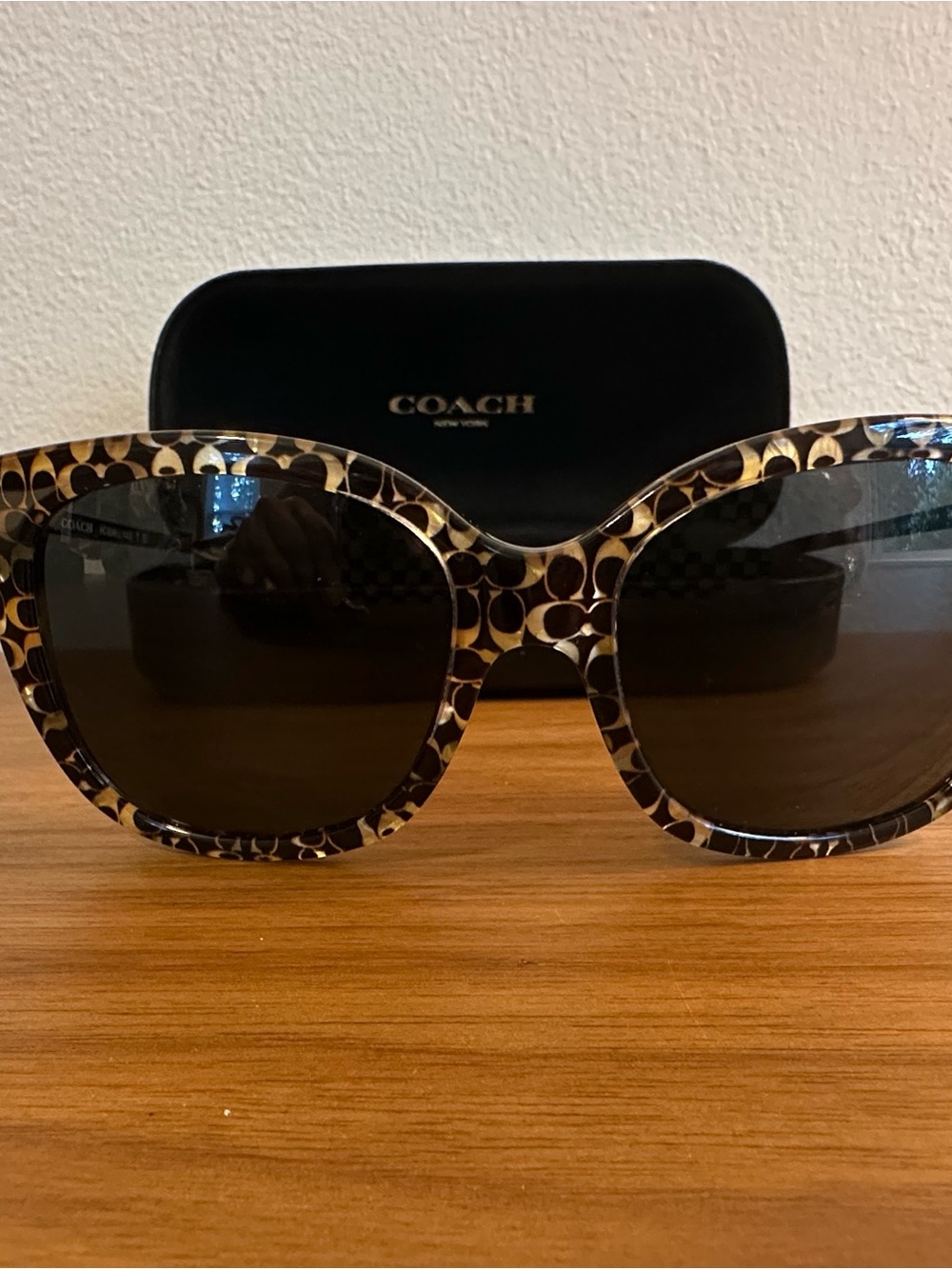 Coach Signature Pattern Oversized Sunglasses in Black and Brown